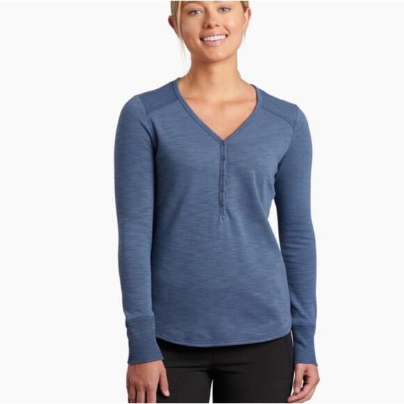 Kuhl Tops - Kuhl Lola Long Sleeve Slate Blur Henley Top L Large